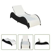 Leżaki ogrodowe - The Living Store Leżak ogrodowy z poduszką - polirattan - czarny - Leżak - miniaturka - grafika 1