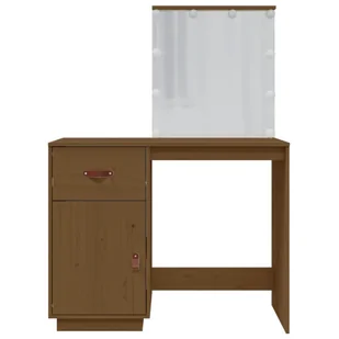 Lumarko Toaletka z LED, miodowy brąz, 95x50x133,5 cm, drewno sosnowe - Toaletki - miniaturka - grafika 7