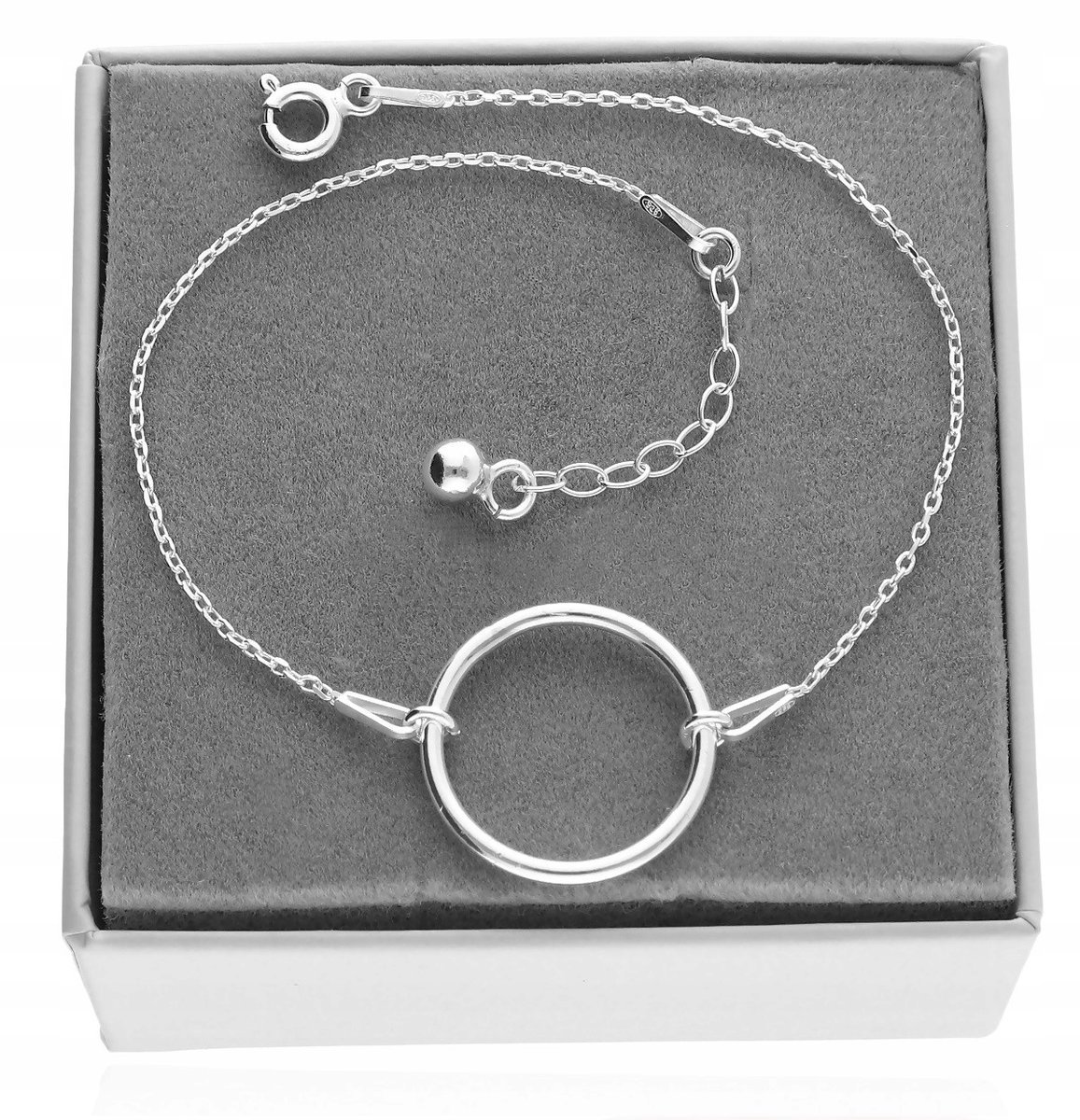 Bransoletka srebrna na nogę kostkę z OBRĘCZĄ KÓŁKIEM celebrytka srebro 925