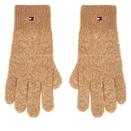 Rękawiczki - Rękawiczki Damskie Tommy Hilfiger Flag Fluffy AW0AW17797 Beżowy - miniaturka - grafika 1