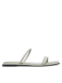 Klapki i japonki damskie - Calvin Klein Klapki Flat Sandal Squared 2-Bar Lth HW0HW02532 Beżowy - miniaturka - grafika 1