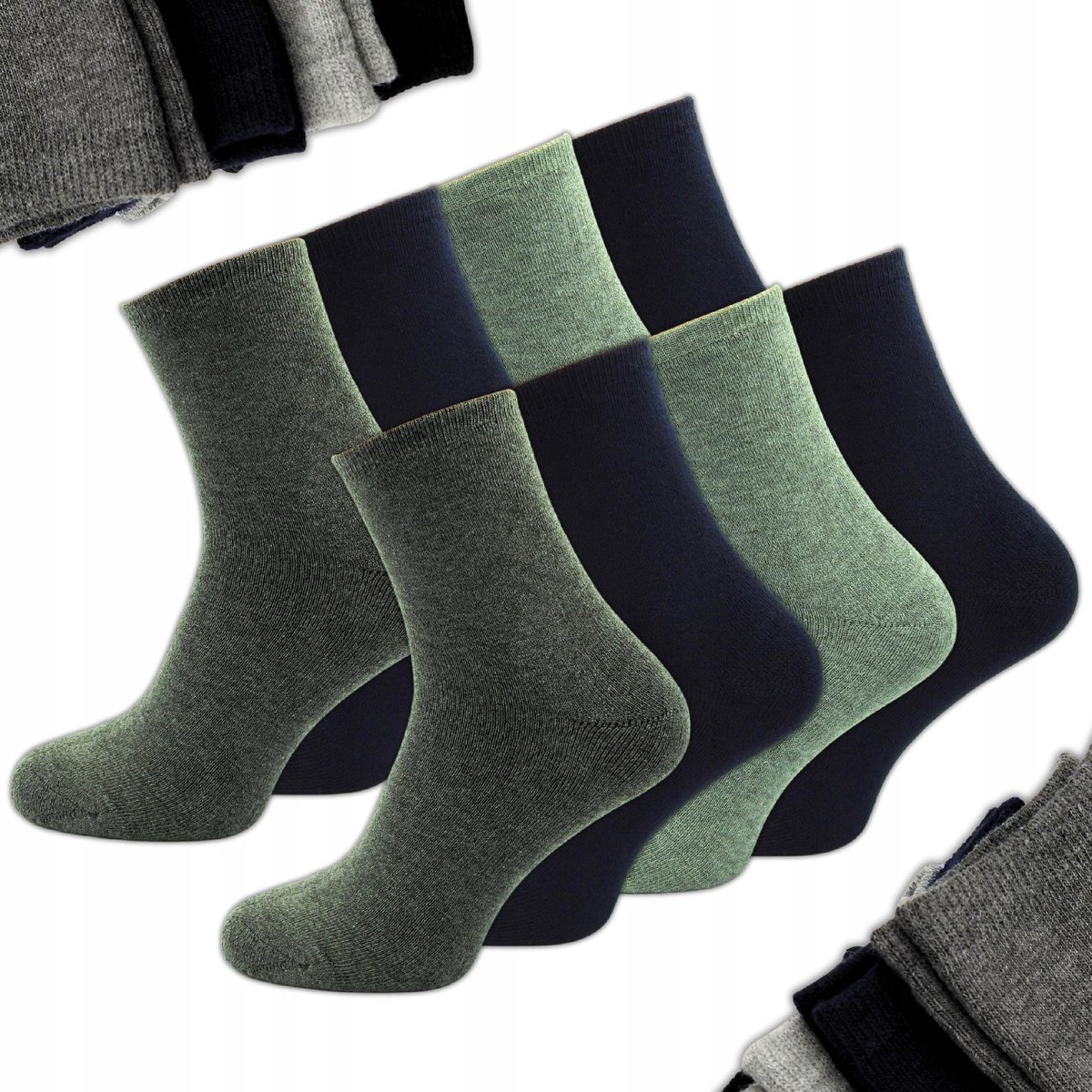 8 x Skarpety Męskie 43-46 GRUBE CIEMNE KOLORY BAWEŁNA 95% SZARE DŁUGIE