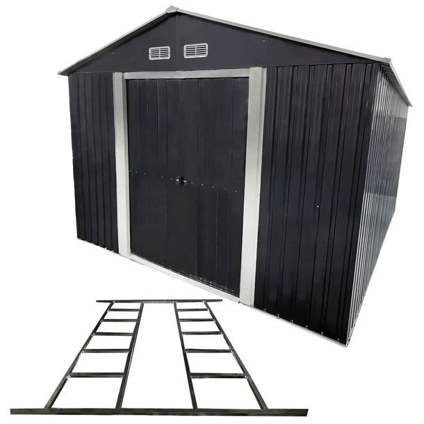 Stalowa Narzędziownia Domek narzędziowy 367x301x214 cm 11m2 + Baza ZESTAW