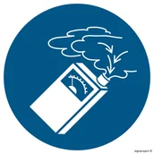 Tablice BHP - GJ037 STOSUJ DETEKTOR GAZU, FS - FOLIA SAMOPRZYLEPNA FOTOLUMINESCENCYJNA; (100X100MM) - miniaturka - grafika 1