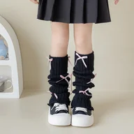 Rajstopy - TEMU 1 Para Skarpetek Y2K Miękkie Elastyczne Mankiety, Różowe Kokardki z Wstążki Materiał, Elastan Pranie Ręczne lub Profesjonalne Czyszczenie - miniaturka - grafika 1