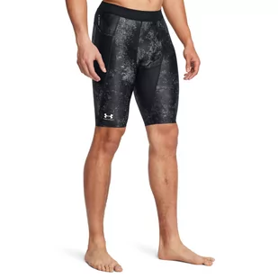Męskie legginsy krótkie treningowe Under Armour UA Hg Isochill Prtd Lg Sts - czarne - UNDER ARMOUR - Spodnie sportowe męskie - miniaturka - grafika 1