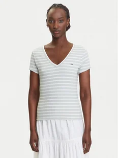Tommy Jeans T-Shirt Essential DW0DW17385 Zielony Slim Fit - Koszulki i topy damskie - miniaturka - grafika 1