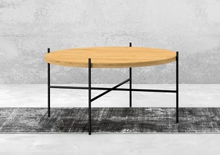 Stolik Kawowy Okrągły z Drewna Litego Dębowego STK-906 - Ławy i stoliki kawowe - miniaturka - grafika 1