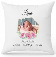 Poduszki dekoracyjne - Personalizowana PODUSZKA 40x40 Prezent METRYCZKA - miniaturka - grafika 1