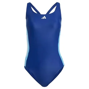 adidas Damski strój kąpielowy z 3 paskami w kolorowe bloki, 76 cm, Czarny, 128 - Stroje kąpielowe - miniaturka - grafika 1