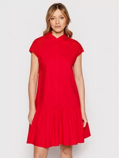 Sukienki - Ermanno Firenze Sukienka codzienna D40EQ007E30 Czerwony Regular Fit - grafika 1