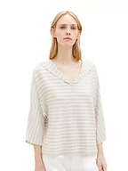 Bluzy damskie - TOM TAILOR Damska bluza z kapturem w paski, 33802-Grey Melange Stripe, 3XL - miniaturka - grafika 1