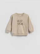 Bluzy i sweterki niemowlęce - Reserved - Bawełniany longsleeve - kremowy - miniaturka - grafika 1