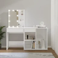 Toaletki - Toaletka z oświetleniem LED i szafką, biała o wysokim połysku - miniaturka - grafika 1