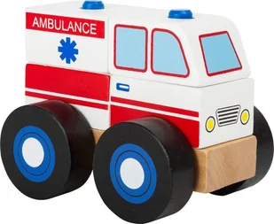 Small Foot 11074 pojazd budowlany wózek lekarski z drewna, certyfikat FSC 100%, ambulancja do składania, kamienie budowlane są w kształcie i wielkości odpowiednie dla dzieci, dla małych fanów wózków r - Samochody i pojazdy dla dzieci - miniaturka - grafika 1
