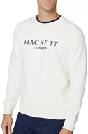 Bluzy męskie - Hackett London Męska bluza Heritage Crew, Biały (antyczna biel), 3XL - miniaturka - grafika 1