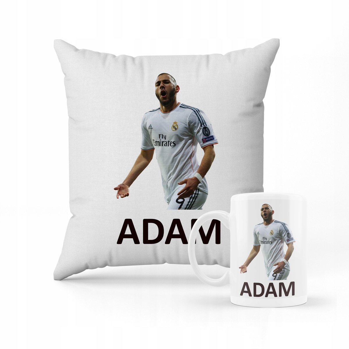 ZESTAW KUBEK + PODUSZKA Karim Benzema Real Madryt