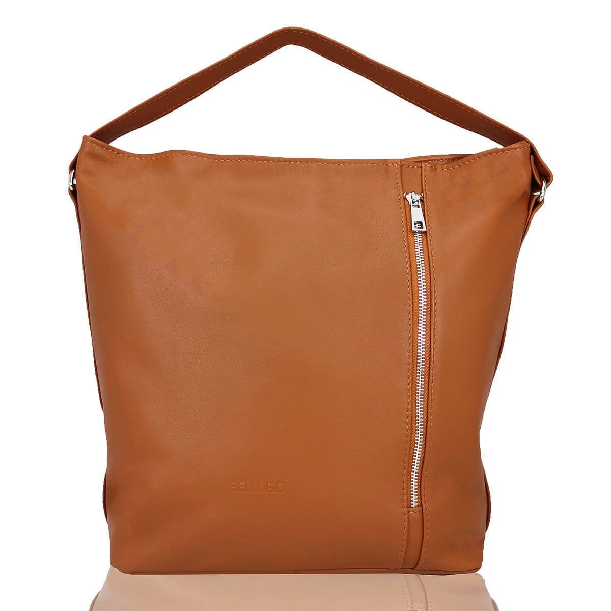 Duża torebka damska skórzana typu shopper - brązowa