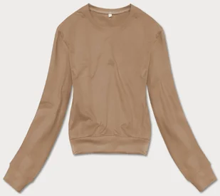 CIENKA KRÓTKA BLUZA DRESOWA DAMSKA CAPPUCCINO (8B938-91) - J.STYLE - Bluzy damskie - miniaturka - grafika 1