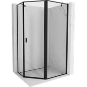 Kabiny prysznicowe - Mexen Mist kabina prysznicowa pięciokątna asymetryczna uchylna prawa 90 x 80 cm, czarna ramka, czarna - 8A8-090-080-70-70-P - miniaturka - grafika 1