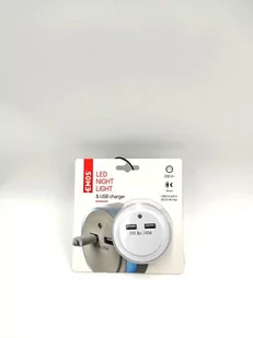 Emos lampka nocna LED P3313 do gniazdka 2 × USB - Lampy stojące - miniaturka - grafika 1