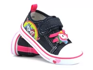 Buty dla dziewczynek - Trampki dziecięce z jednorożcem - American Club TEN 133/24, granatowe - AMERICAN CLUB - miniaturka - grafika 1