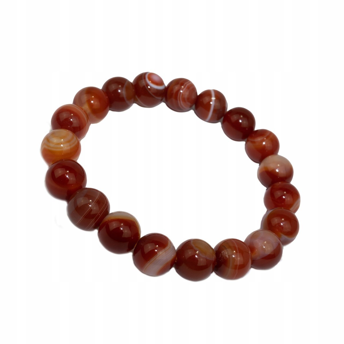 Bransoletka KARNEOL AGAT POMARAŃCZOWY kule 10mm gumka agalag