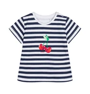 Bluzki dla niemowląt - T-shirt dla dziecka do 2 lat, z wiśniami, w paski - miniaturka - grafika 1