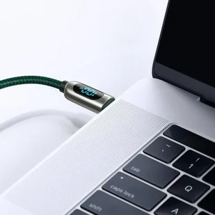 Baseus kabel USB Typ C - USB Typ C 100W (20V / 5A) Power Delivery z wyświetlaczem ekranem miernik mocy 2m zielony (CATSK-C06) - Kable USB - miniaturka - grafika 11