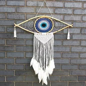 Dekoracje domu - Duży Ochronny Dreamcatcher - Makrama - Evil Eye - Czarny - miniaturka - grafika 1