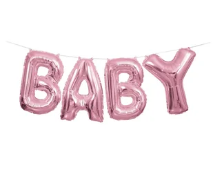 Banner z balonów, Baby, różowy - Baby shower i roczek - miniaturka - grafika 1
