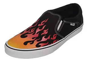 Vans Męskie sneakersy Asher, kolor czarno-biały, rozmiar 5,5 UK, Płomień czarny biały, 38.5 EU - Sneakersy męskie - miniaturka - grafika 1