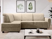 Narożniki - Narożnik Milo lewy z funkcją spania beżowy z profilowanymi poduszkami. - miniaturka - grafika 1