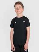 Koszulki dla dziewczynek - 4F Koszulka sportowa dziecięca 4F JUNIOR x Robert Lewandowski - czarna 122/128 (6-8 lat) - miniaturka - grafika 1