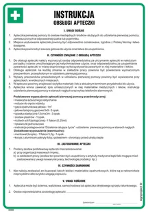 DD005 INSTRUKCJA OBSŁUGI APTECZKI, PN - PŁYTA PCV 1MM; (245X350MM) - Instrukcje stanowiskowe BHP - miniaturka - grafika 1