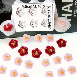 TEMU 1 Szt. 3D Róża Silikonowy Formularz Do Mydła, 7-otworowy/6-otworowy Trwały DIY Rękodzieło, Produkcja Aromaterapeutycznej Smugi, Formy Do - Rękodzieło - miniaturka - grafika 1