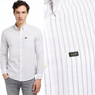 Koszule męskie - Lee BUTTON DOWN Bright White BIAŁA BAWEŁNIANA KOSZULA W PASKI REGULAR XL - miniaturka - grafika 1