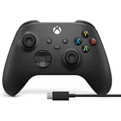 Kontrolery do Xbox - Kontroler MICROSOFT bezprzewodowy Xbox Black + kabel - miniaturka - grafika 1