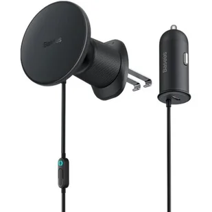 Baseus Magnetyczny uchwyt samochodowy CW01 do kratki z ładowarką USB-C, 15W + 25W (czarny) - Uchwyty samochodowe do telefonów - miniaturka - grafika 1