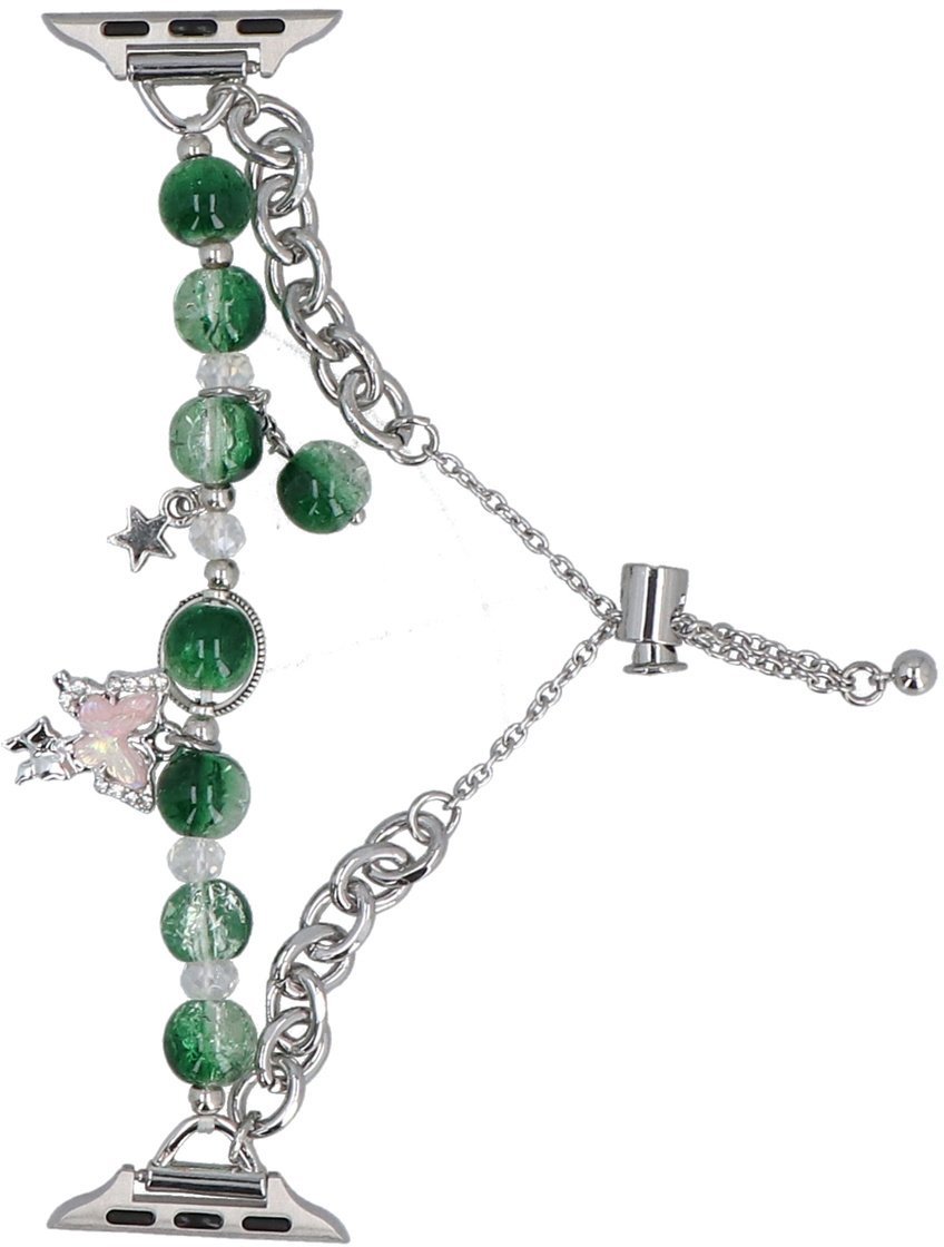 Nowa bransoleta do smartwatcha GlacierX Slider Clasp Layered Charm Bracelet Verdant Silver do Apple Watch 38/40/41mm Srebrno-zielona