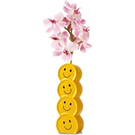 Wazony i flakony - Ceramiczny wazon na kwiaty z uśmiechniętą twarzą, dekoracyjny wazon ceramiczny, żółty ceramiczny wazon na kwiaty, mały wazon na kwiaty - miniaturka - grafika 1