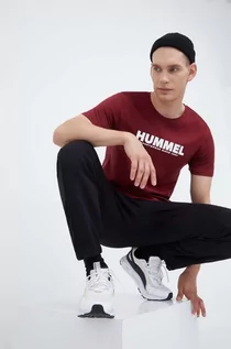 Spodnie męskie - Hummel spodnie dresowe bawełniane kolor czarny gładkie - grafika 1