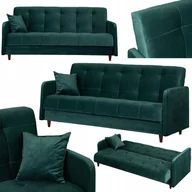 Sofy i kanapy - Wersalka Sofa Kanapa Rozkładana Z Funkcją Spania Welurowa Zielona TIVOLI - miniaturka - grafika 1