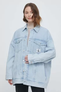 Kurtki damskie - Calvin Klein Jeans kurtka jeansowa damska kolor niebieski przejściowa oversize - grafika 1