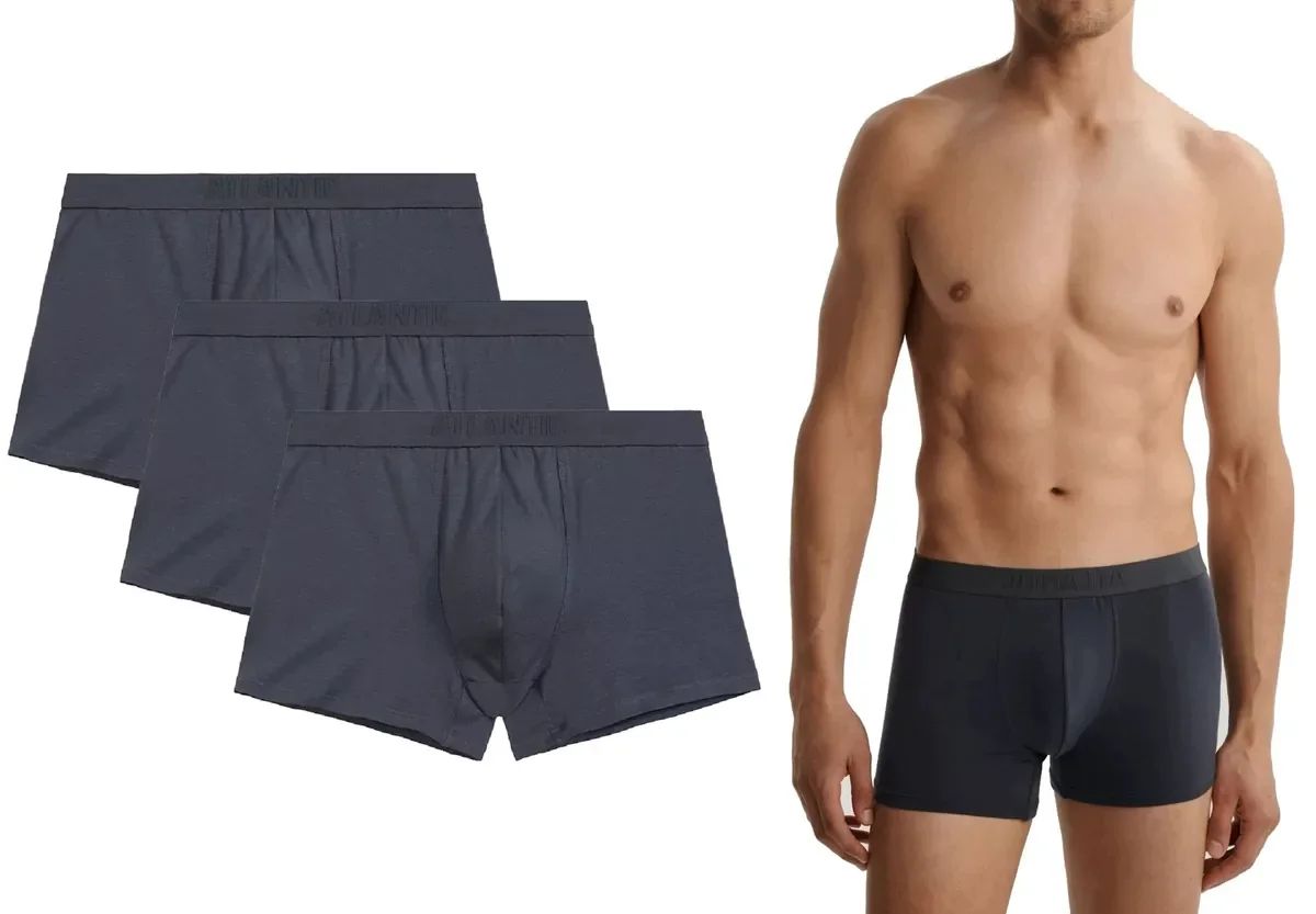 ATLANTIC Męskie bokserki z włóknem bambusowym 3BMH-016 GRAFITOWE 3-PACK XL