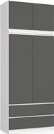 Szafy - Fabryka Mebli Akord Szafa z nadstawką S 90 cm 2 drzwi 2 szuflady - biała-grafit szary - miniaturka - grafika 1