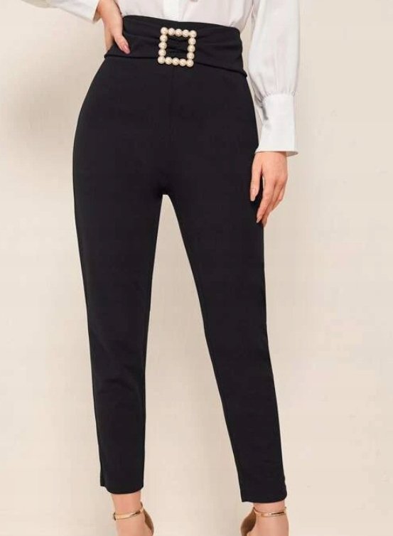 SHEIN SPODNIE ELEGANCKIE GŁADKIE CZARNE 36 1V1J