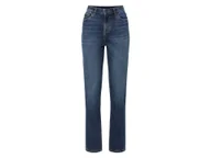 Spodnie damskie - esmara® Jeansy damskie z bawełny, straight fit (Ciemnoniebieski, 34) - miniaturka - grafika 1