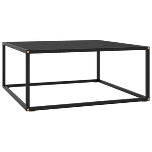 vidaXL Stolik kawowy czarny z czarnym szkłem 80x80x35 cm - Stolik kawowy - Stoliki kawowe - Stolik boczny - Stoliki boczne - Ławy i stoliki kawowe - miniaturka - grafika 1