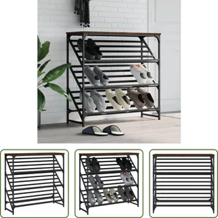 The Living Store Stojak na buty brązowy dąb 90x30x85 cm materiał drewnopochodny - Szafki na buty The Living Store Stojak na buty brązowy dąb 90x30x85 cm materiał drewnopochodny - Szafki na buty - miniaturka - grafika 1